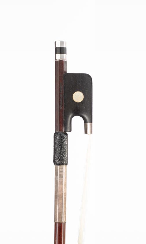 A silver-mounted cello bow by Matthew Coltman, London