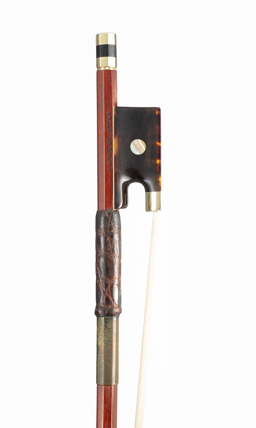 A gold and tortoiseshell-mounted violin bow by R. Herbert Leicht, Germany