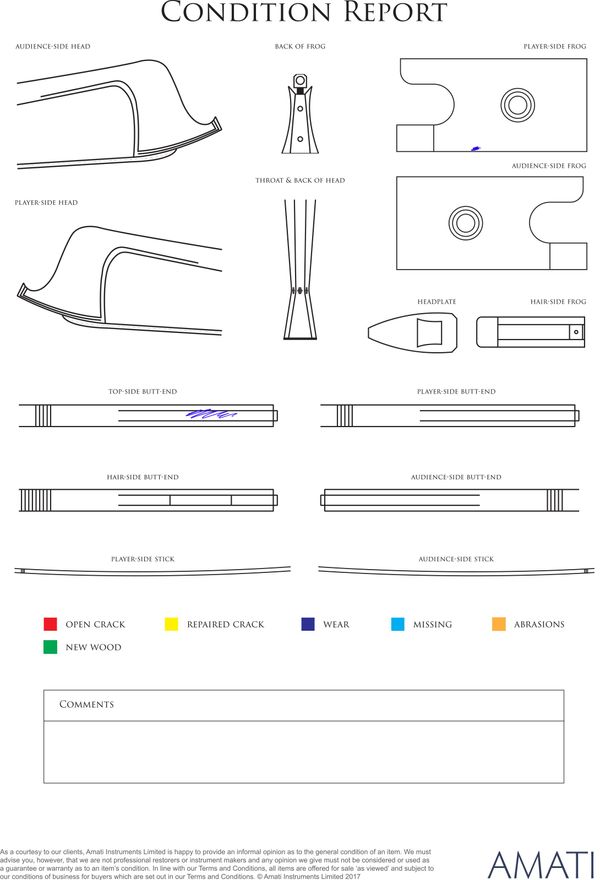 A silver-mounted violin bow by Johannes Siegfried Finkel, Switzerland, circa 1990 - condition report