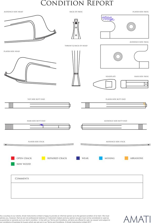 A silver-mounted cello bow by W. E. Hill & Sons, London, circa 1915 - condition report