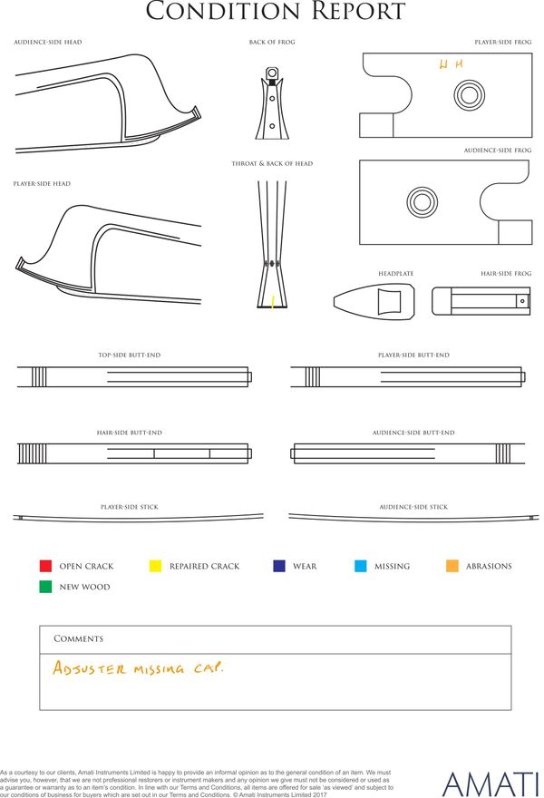 A silver-mounted violin bow for Karel van der Meer, Amsterdam, circa 1920 - condition report