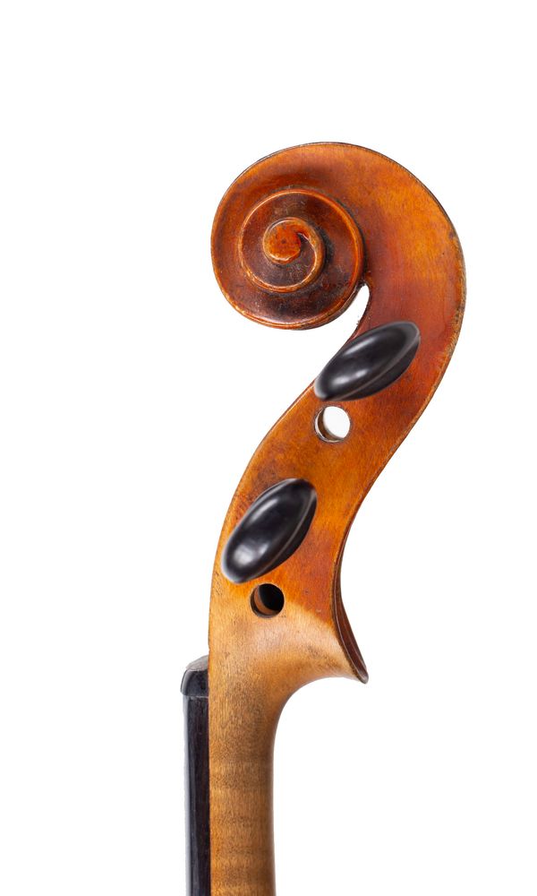 A violin, School of Derazey, France, late 19th Century - scroll