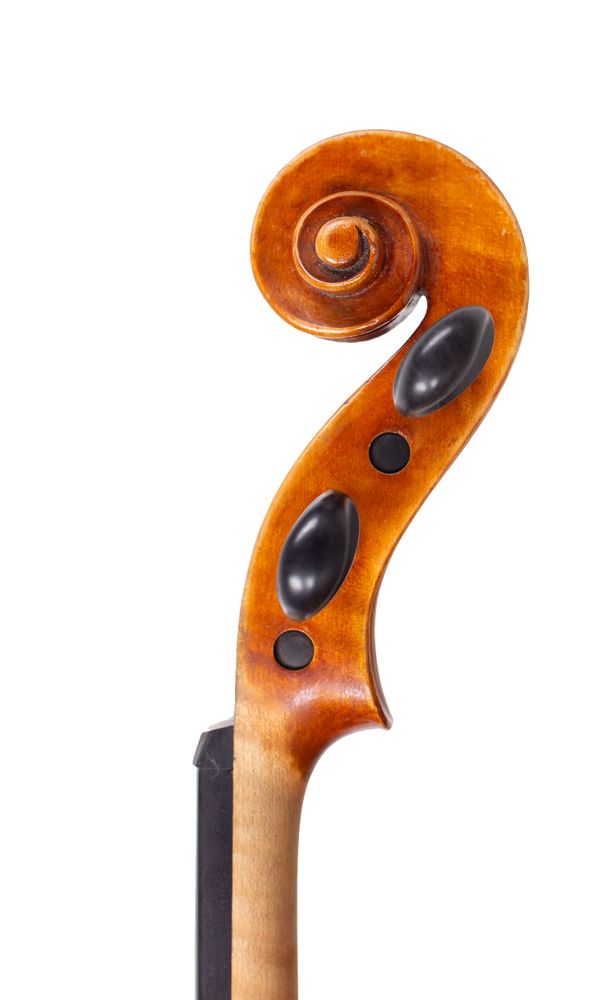 A violin, probably made for James Tait, Italy, circa 1929 - scroll