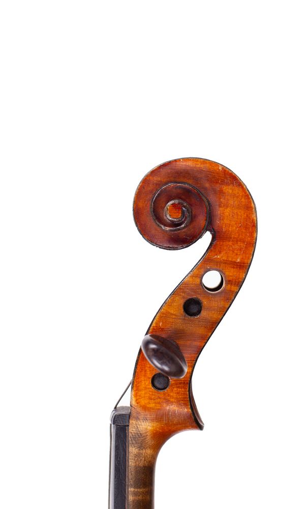 A half-sized violin, France, circa 1900 - scroll