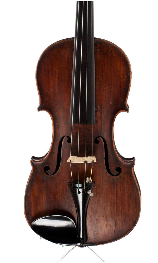 A violin, bearing repairer's label
