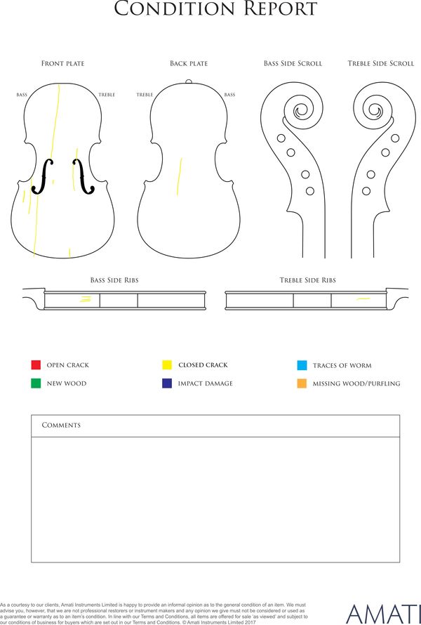 A violin, probably by Jacob Ford for Thompson, London, circa 1780 - condition report