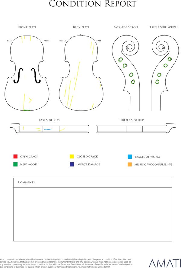 A violin by Antonius and Hieronymous Amati, Cremona, circa 1640 - condition report