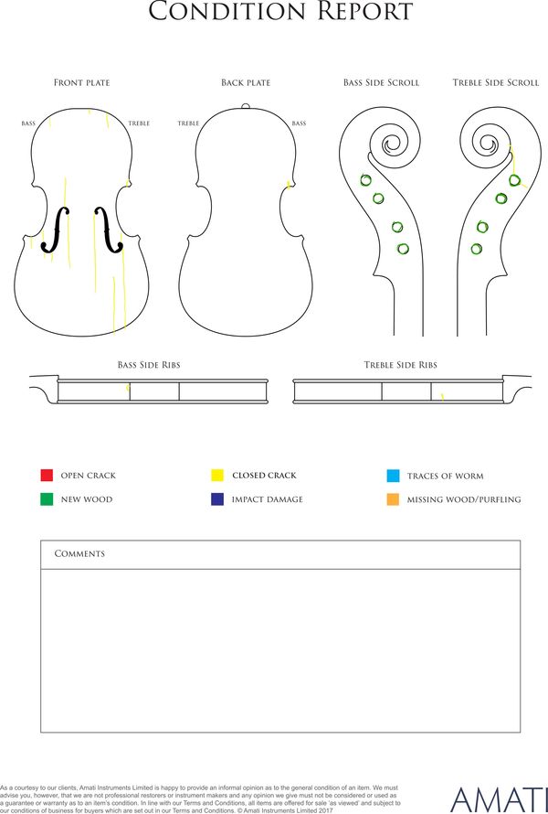 A violin by Antonio Gragnani, Livorno, 1782 - condition report