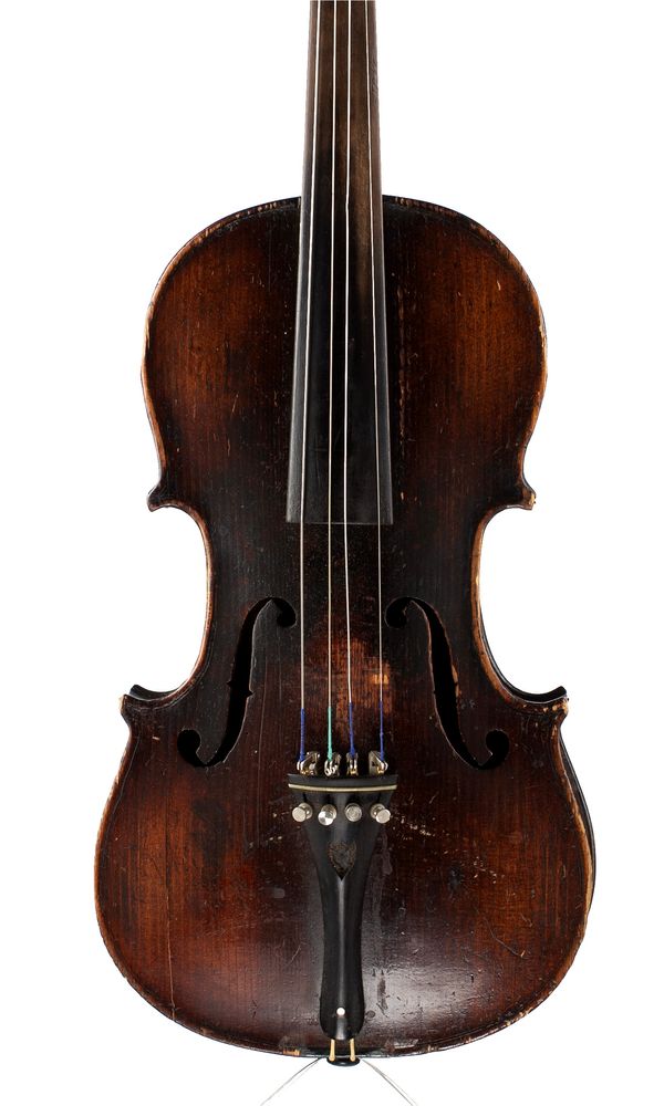 A violin, labelled Nicolaus Amatus