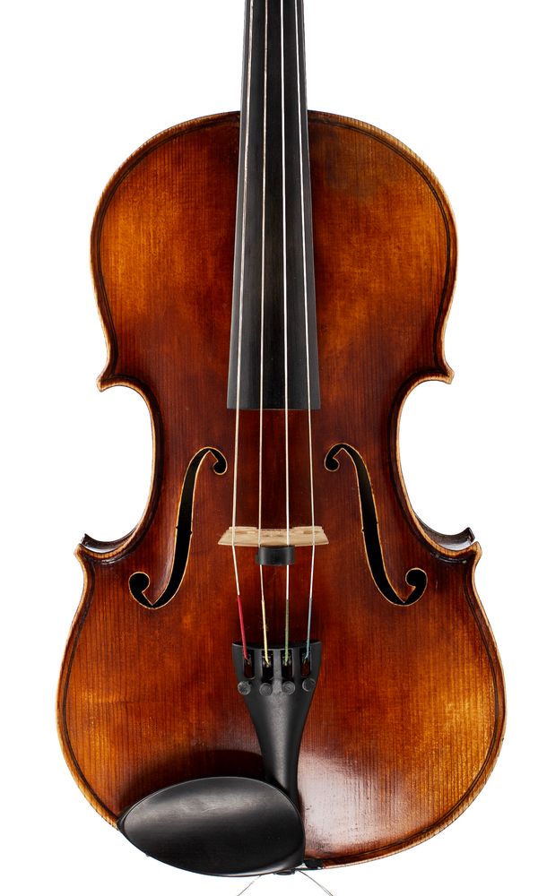 A viola, labelled William Piper, Hanbury, England