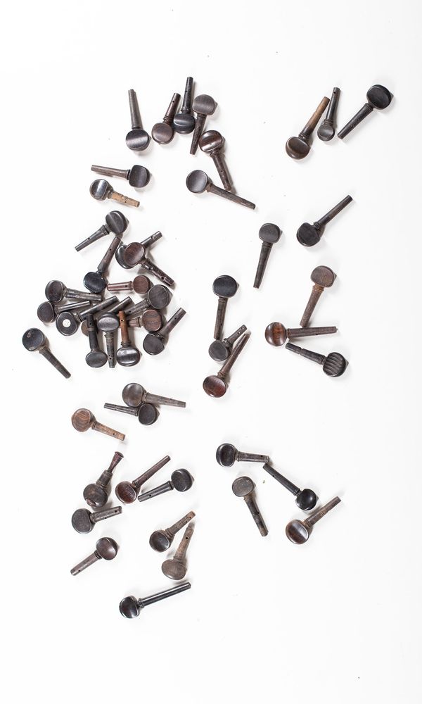 A bundle of fifty violin pegs, varying sizes
