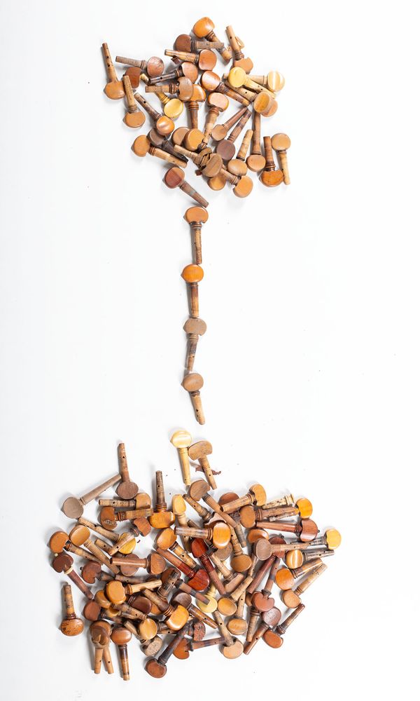 A bundle of one-hundred violin pegs, varying sizes