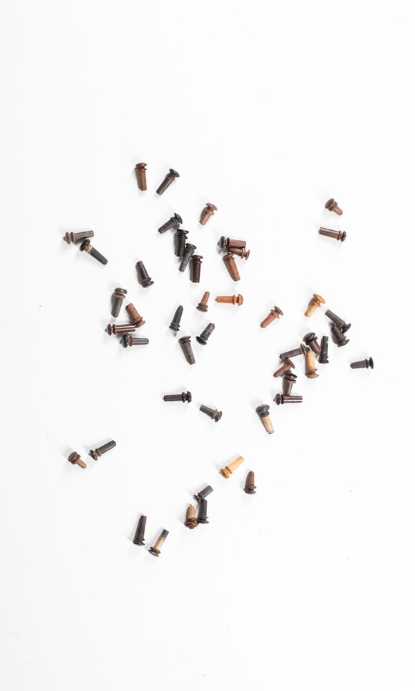 A bundle of forty-eight end pins, varying sizes