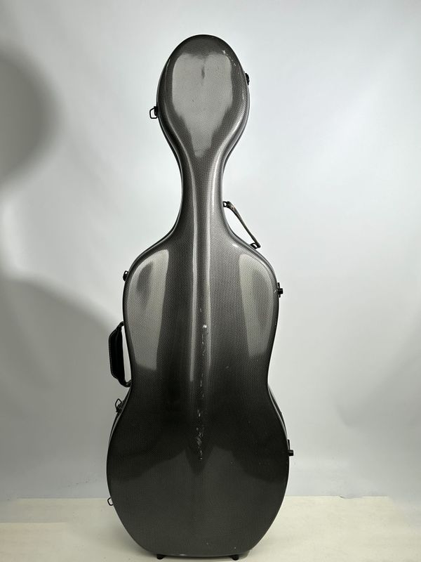 A cello case, branded Hima