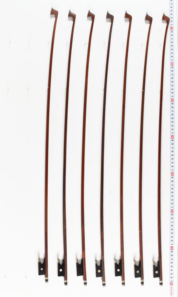 Seven violin bows, varying lengths