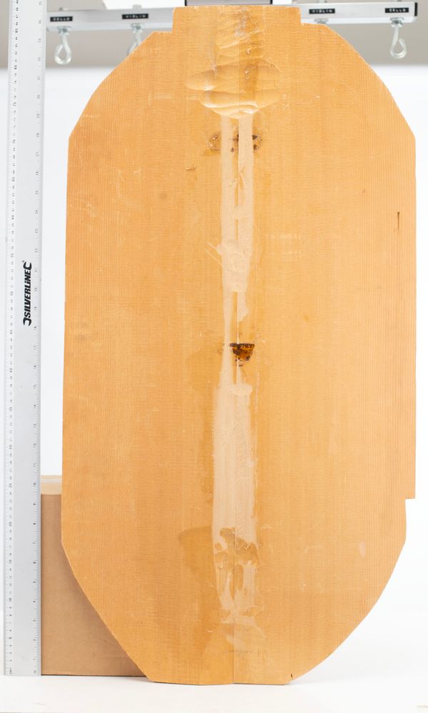 A pre-joined cello front, spruce