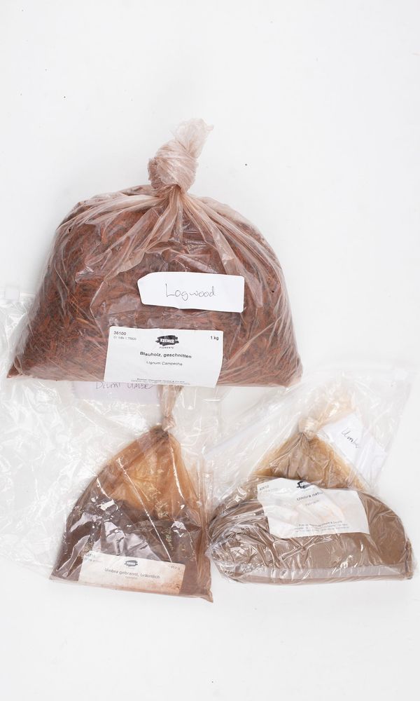 A collection of varnish making supplies