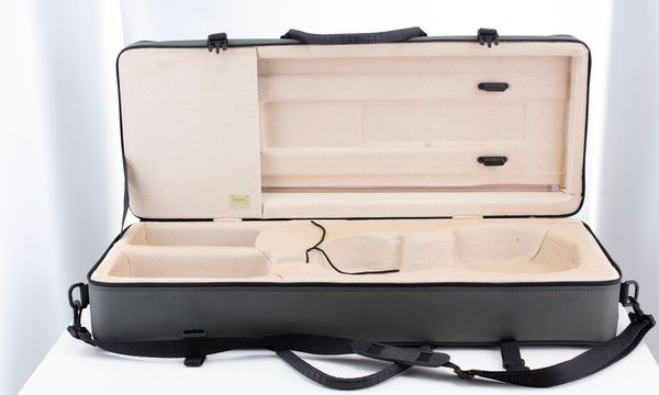 A viola case, branded BAM