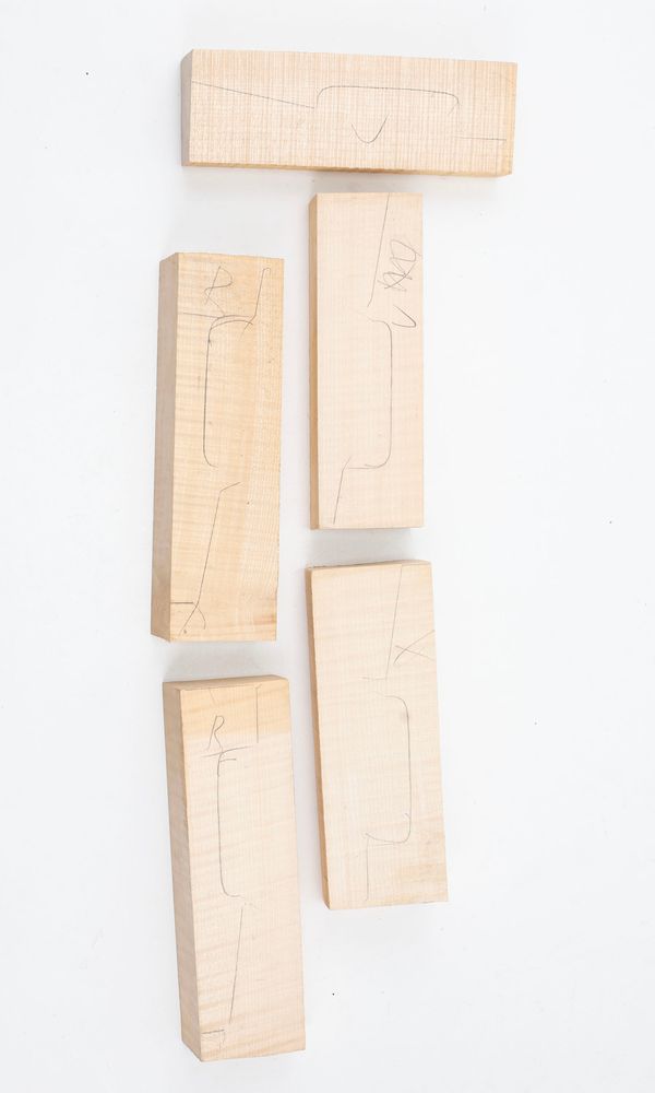 Five violin neck graft blanks, maple