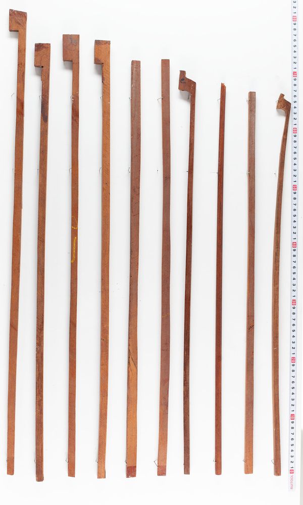 Eleven bow blanks (one broken), pernambuco