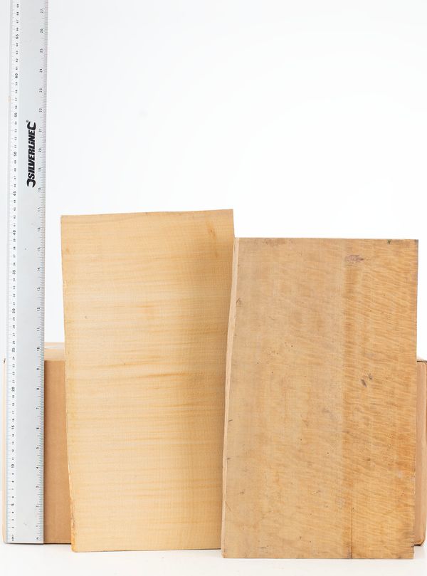 One viola and three violin back halves, maple