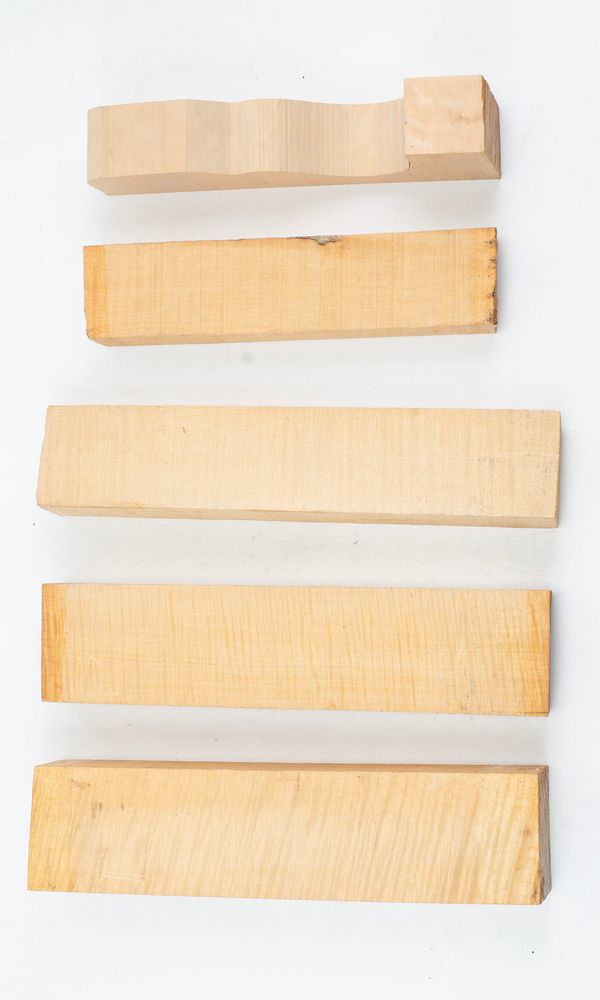 Five violin neck blanks, maple