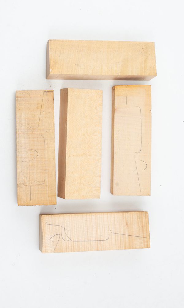 Five violin neck graft blanks, maple