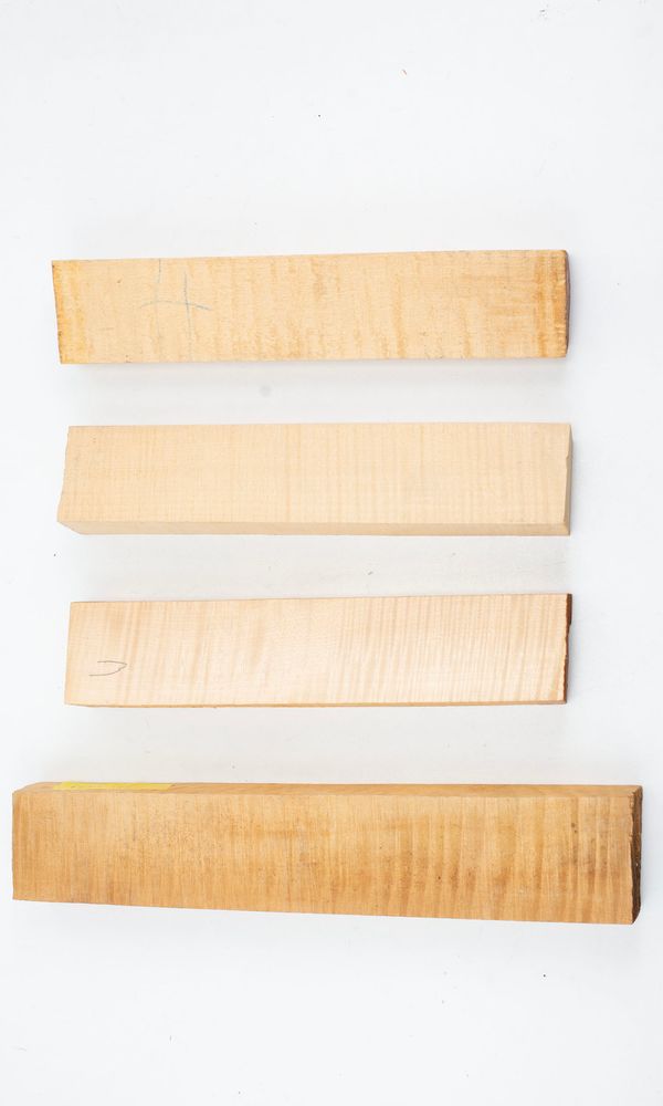 Four violin neck blanks, maple