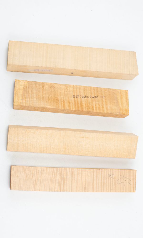 Four violin neck blanks, maple