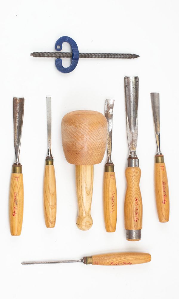 A set of RobertSorby wood carving tools
