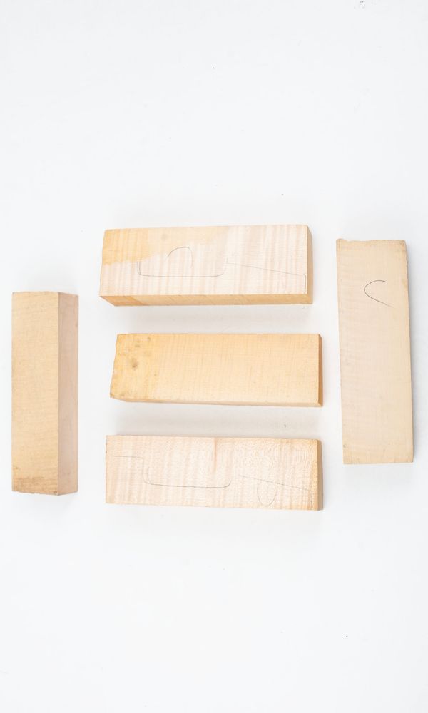 Five violin neck graft blanks, maple