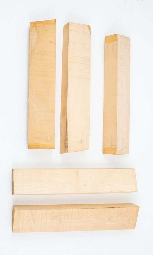 Five violin neck blanks, maple