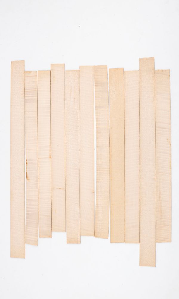 Twelve violin ribs, maple, varying sizes