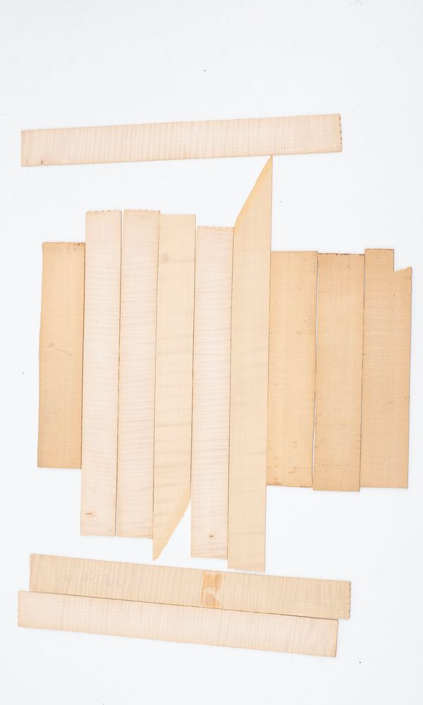 Twelve violin ribs, maple, varying sizes