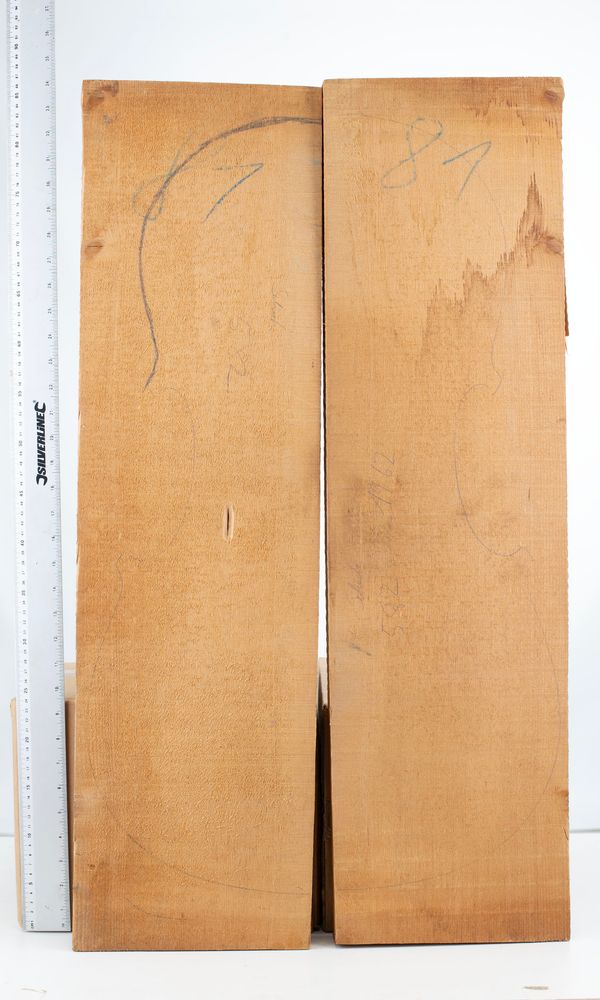 A set of cello wood comprising of back, front, sides and neck