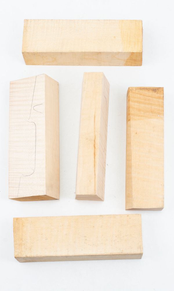 Five violin neck graft blanks, maple