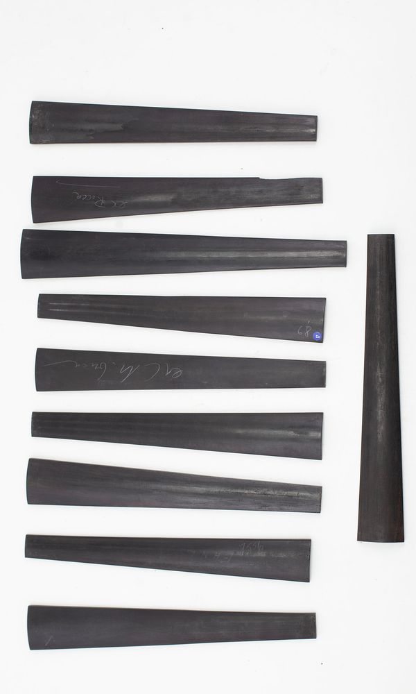 Ten violin fingerboards, ebony (used)