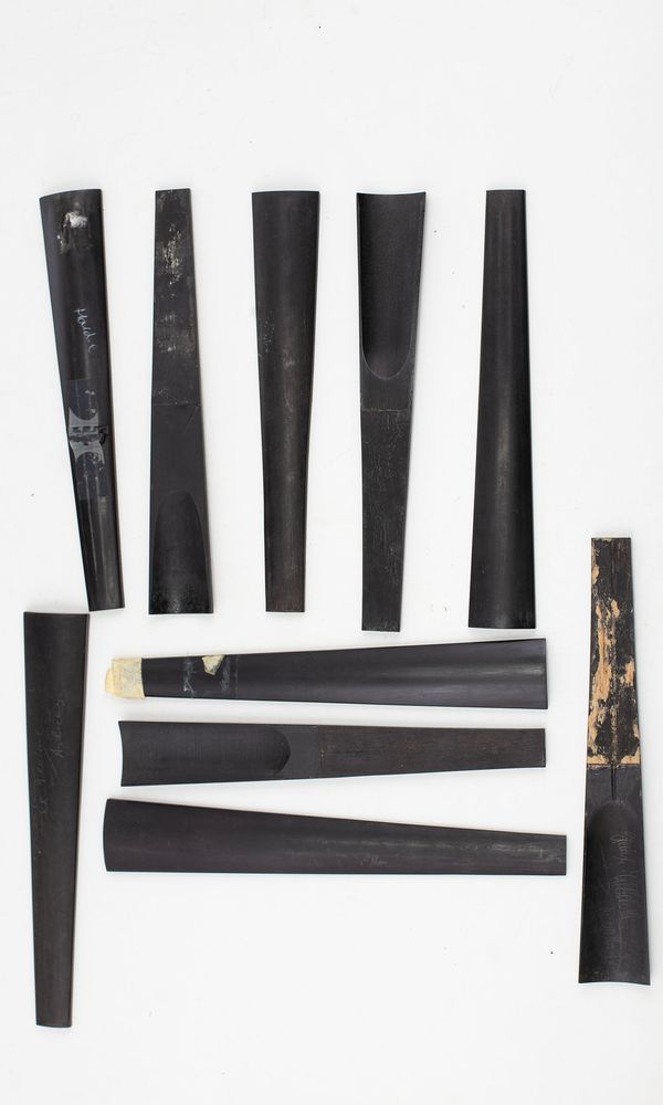 Ten violin fingerboards, ebony (used)