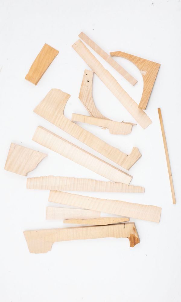 A box of wood offcuts, maple