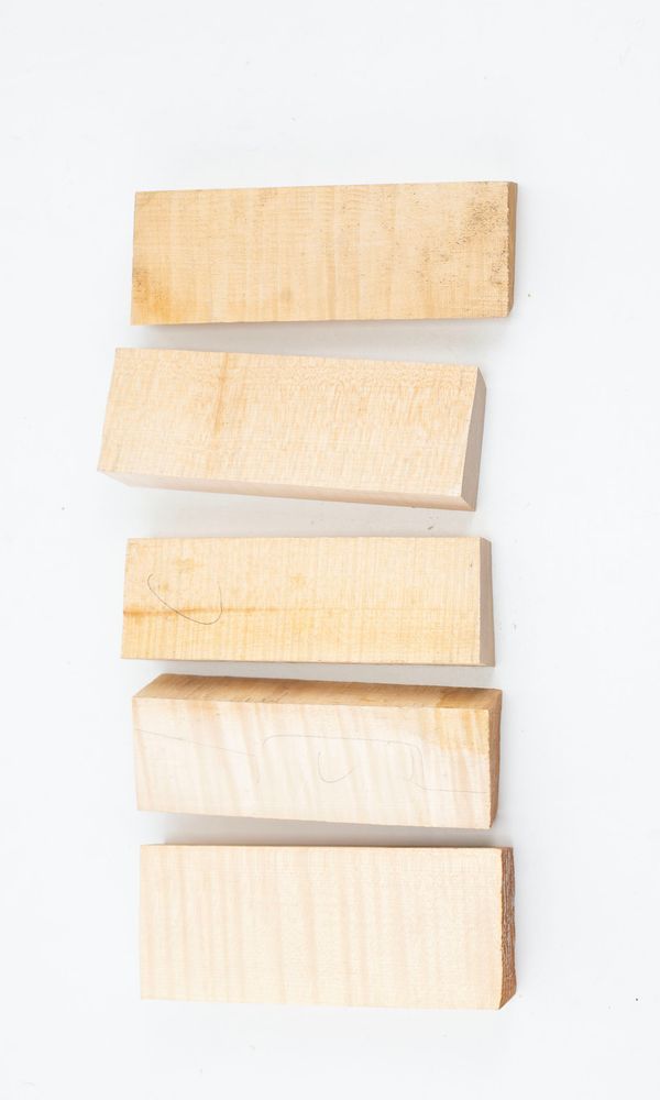 Six violin neck graft blanks, maple