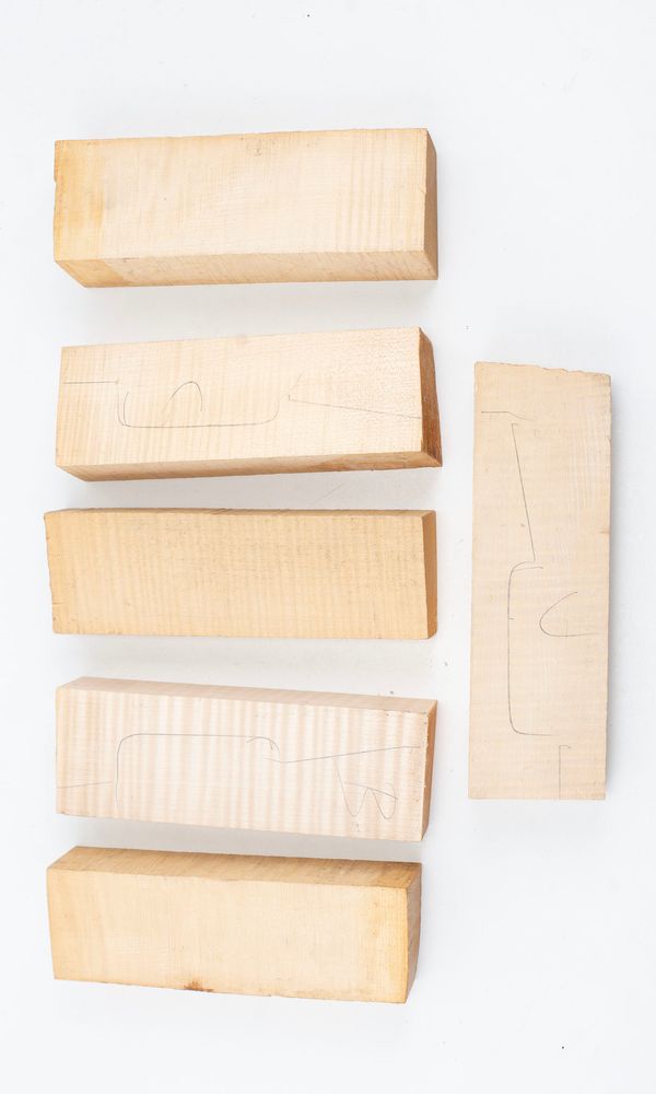 Six violin neck graft blanks, maple
