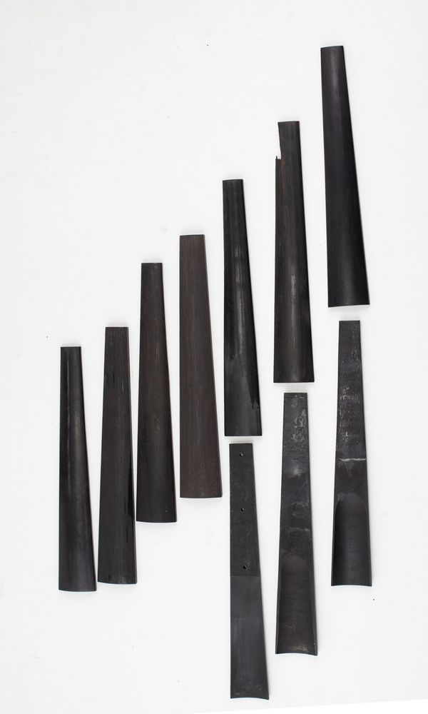 Ten violin fingerboards, ebony (used)