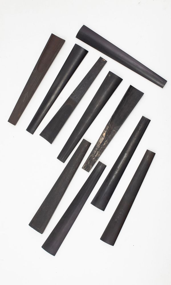 Ten violin fingerboards, ebony (used)