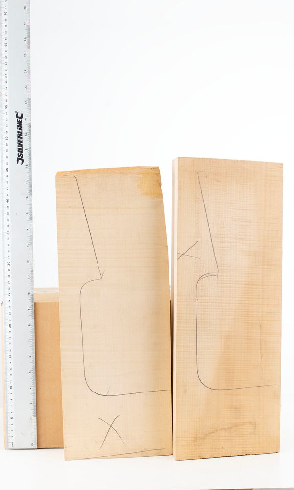 Two cello neck graft blanks, maple