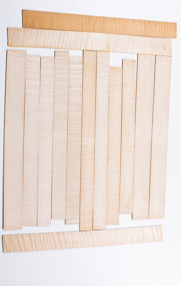 Fourteen violin ribs, maple