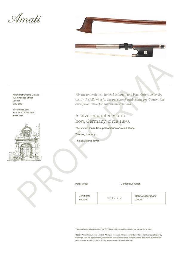 A silver-mounted violin bow, Germany, circa 1890 - Photo 2
