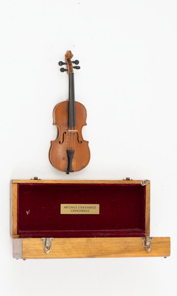 A Strad model violin in a box