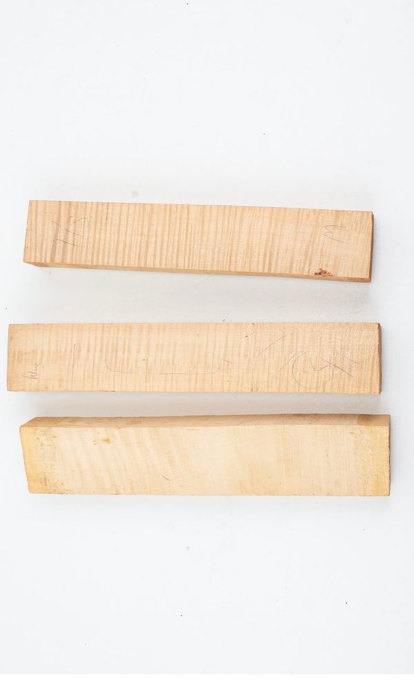 Three violin neck blanks, maple