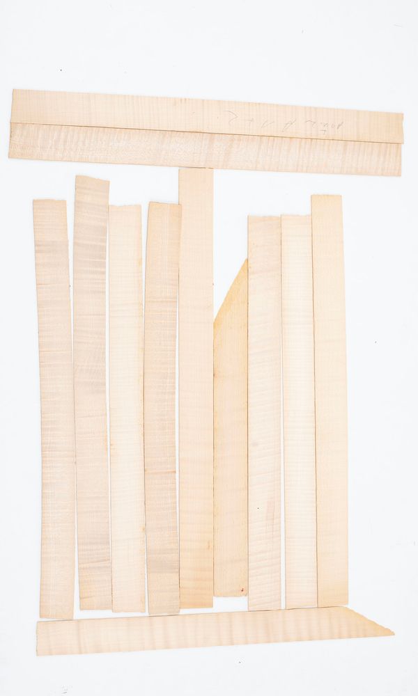 Twelve violin ribs, maple, varying sizes