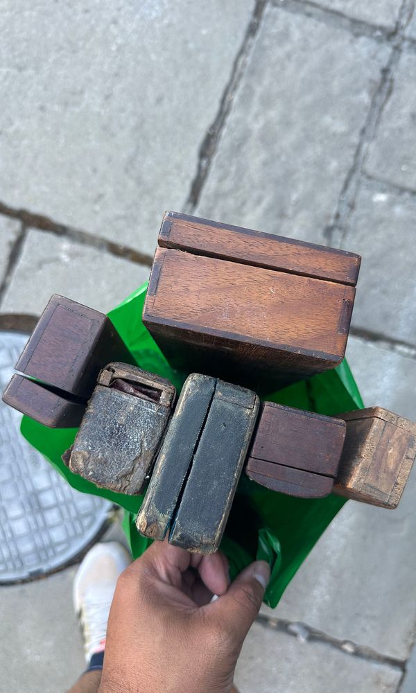 A bundle of old bow cases